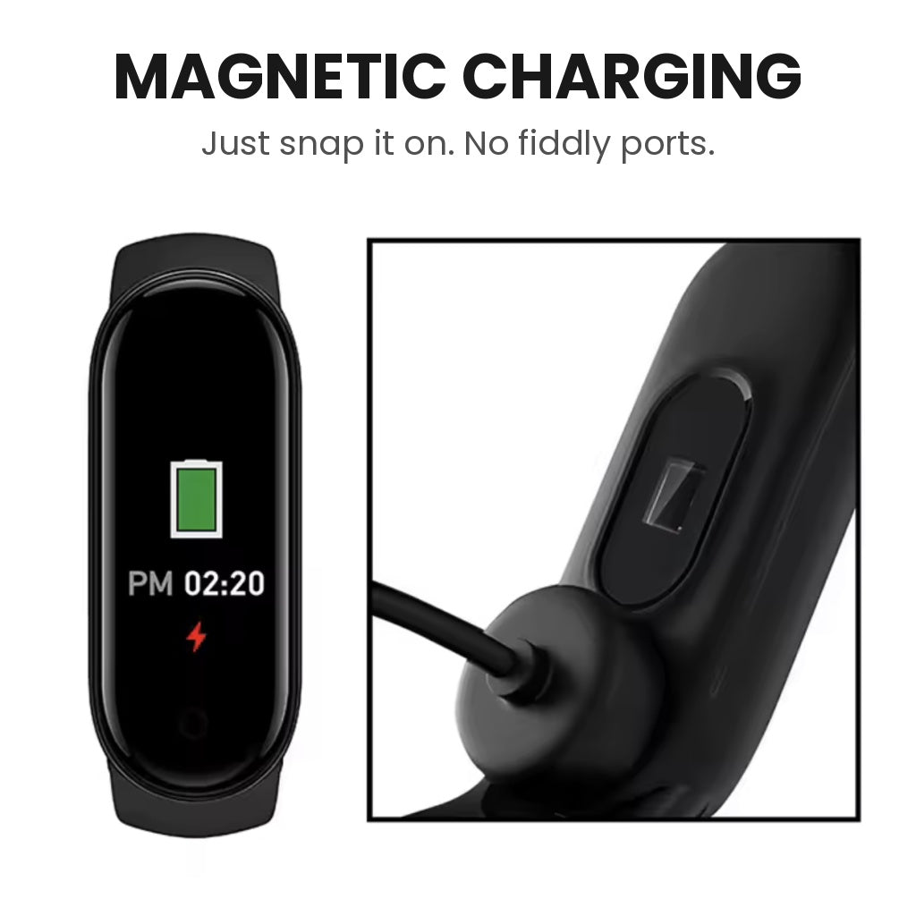 Smart fitness tracker bracelet with touchscreen monitoring heart rate, blood oxygen and sleep