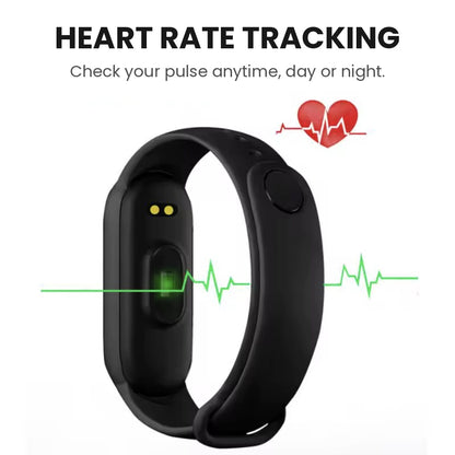 Smart fitness tracker bracelet with touchscreen monitoring heart rate, blood oxygen and sleep