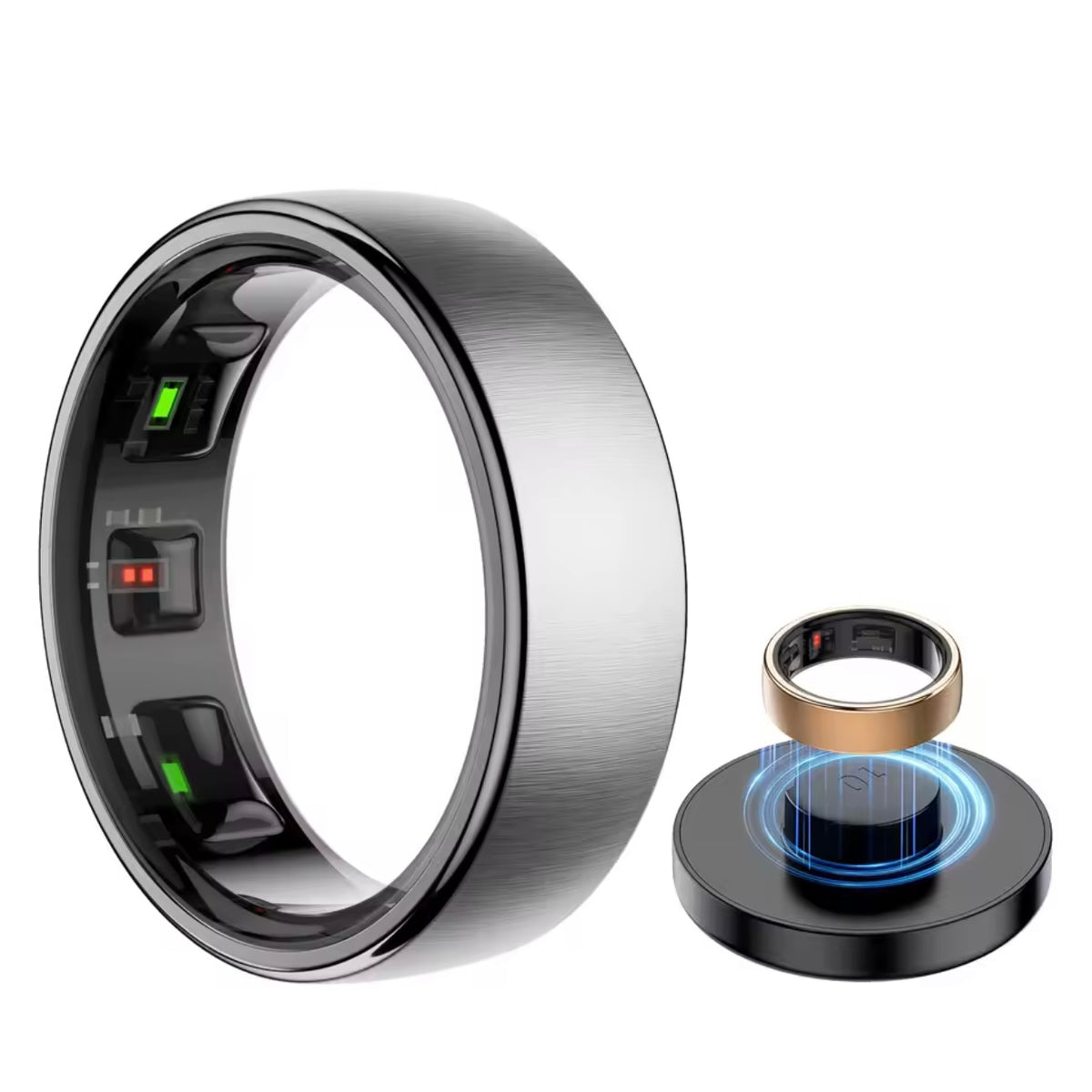 Smart ring health tracker for sleep, heart rate, blood oxygen and temperature with wireless charging case
