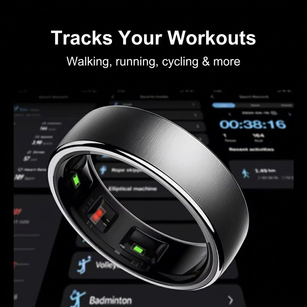 Smart ring health tracker for sleep, heart rate, blood oxygen and temperature with wireless charging case