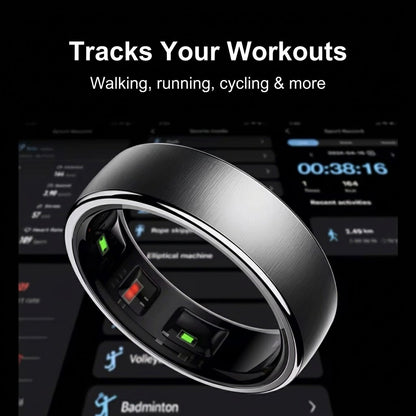Smart ring health tracker for sleep, heart rate, blood oxygen and temperature with wireless charging case