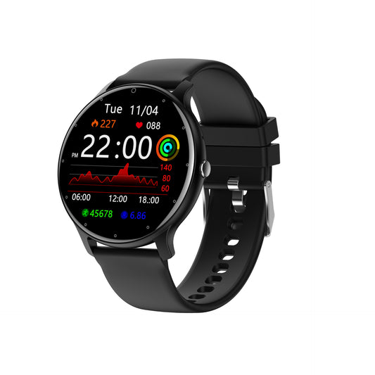 Round smartwatch with Bluetooth calling and heart rate, blood oxygen and sleep tracking