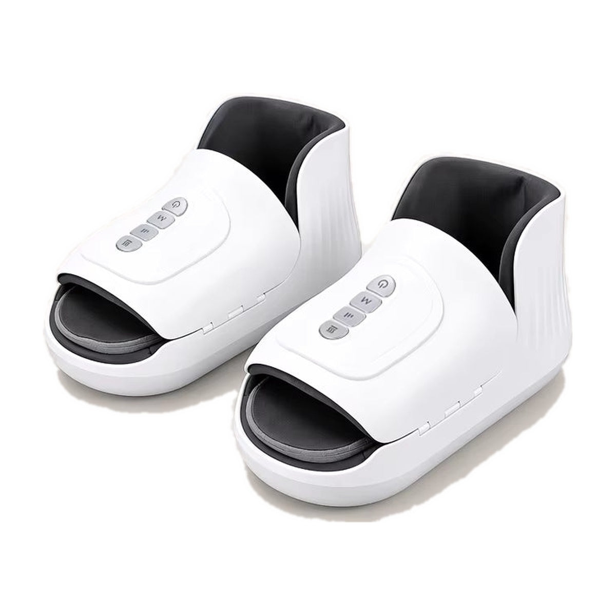 Cordless wearable foot massager with air compression, heat and vibration