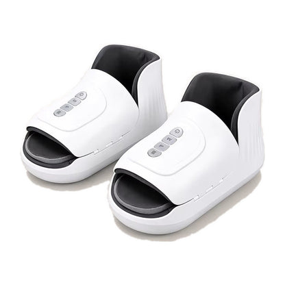 Cordless wearable foot massager with air compression, heat and vibration