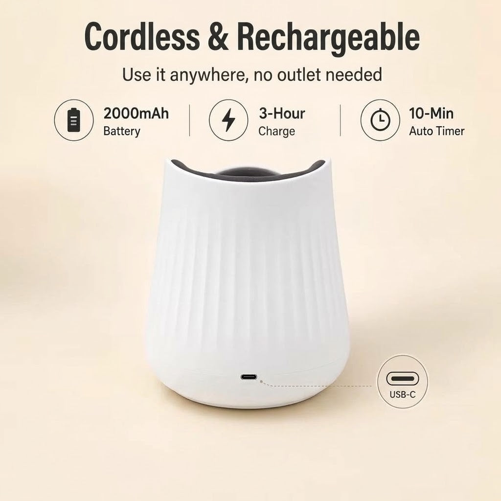 Cordless wearable foot massager with air compression, heat and vibration