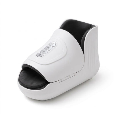 Cordless wearable foot massager with air compression, heat and vibration