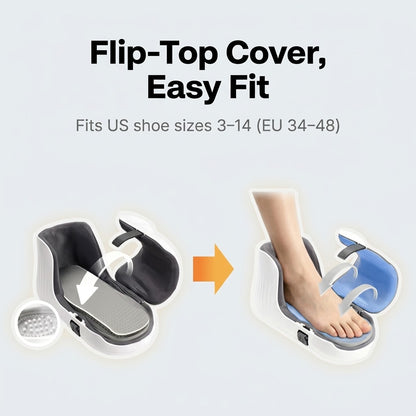 Cordless wearable foot massager with air compression, heat and vibration
