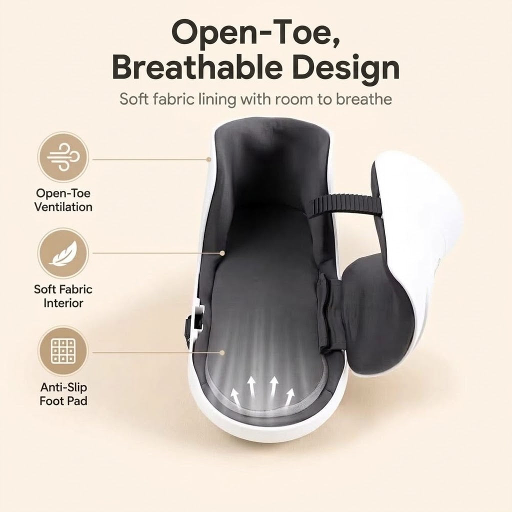 Cordless wearable foot massager with air compression, heat and vibration