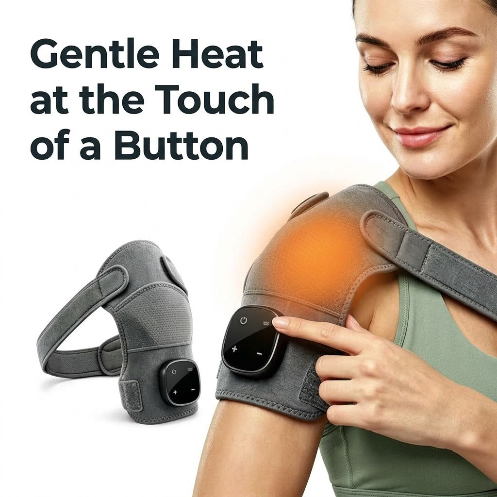 Wearable cordless neck and shoulder massager with heat, vibration and adjustable straps